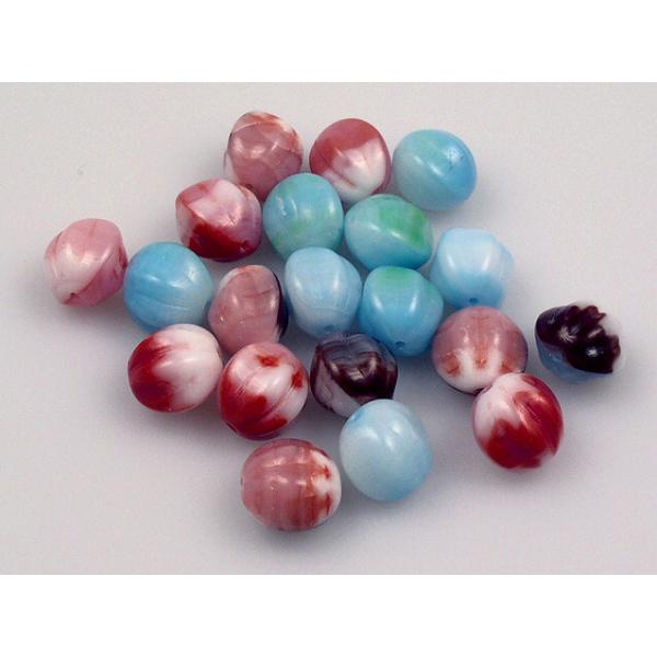 Melon Round Beads 10 mm, Mixed Colors 1 (), Bohemia Crystal Glass, Czechia 11119201