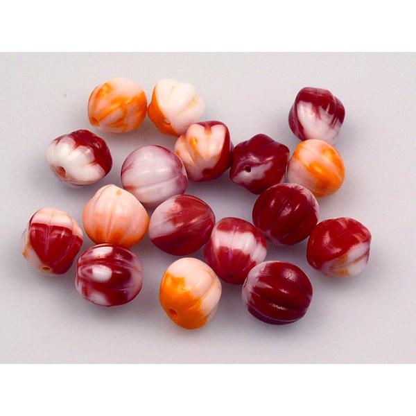 Melon Round Beads 10 mm, Mixed Colors 2 (), Bohemia Crystal Glass, Czechia 11119201
