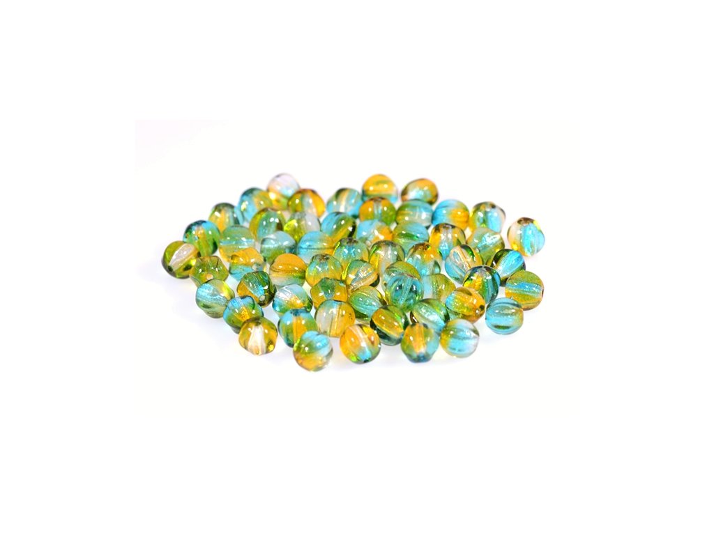 Melon Round Beads 00030/48004 Glass Czech Republic