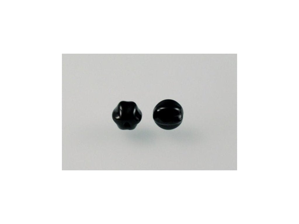 Melon Round Beads Black Glass Czech Republic