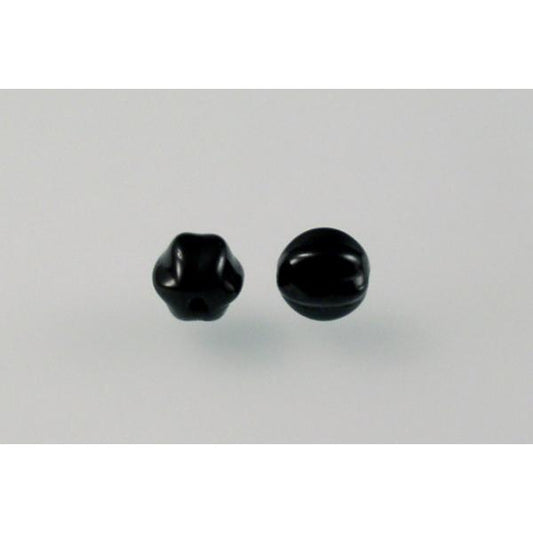 Melon Round Beads 6 mm, Black (23980), Bohemia Crystal Glass, Czechia 11119201