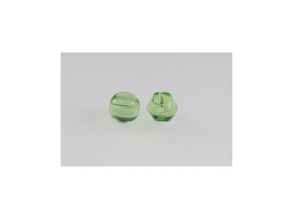 Melon Round Beads Transparent Green Glass Czech Republic