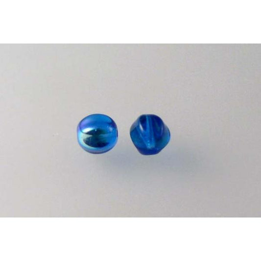Melon Round Beads 6 mm, Transparent Aqua Ab (60040-28701), Bohemia Crystal Glass, Czechia 11119201