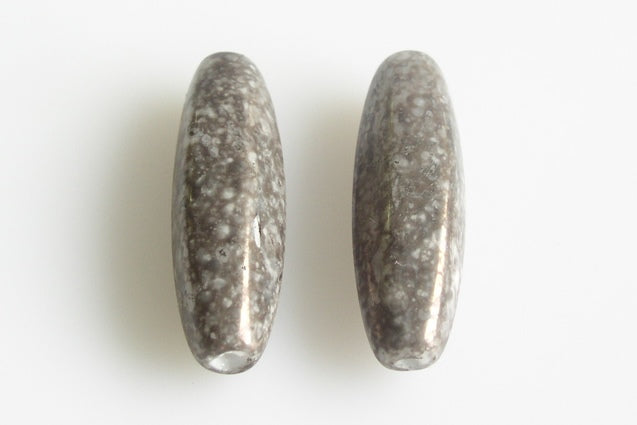 Pressed Beads Oval Olive 22 x 8 mm, Chalk White Marble Gray (3000-15427), Bohemia Crystal Glass, Czechia 11129008