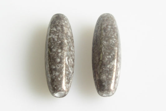 Pressed Beads Oval Olive 22 x 8 mm, Chalk White Marble Gray (3000-15427), Bohemia Crystal Glass, Czechia 11129008