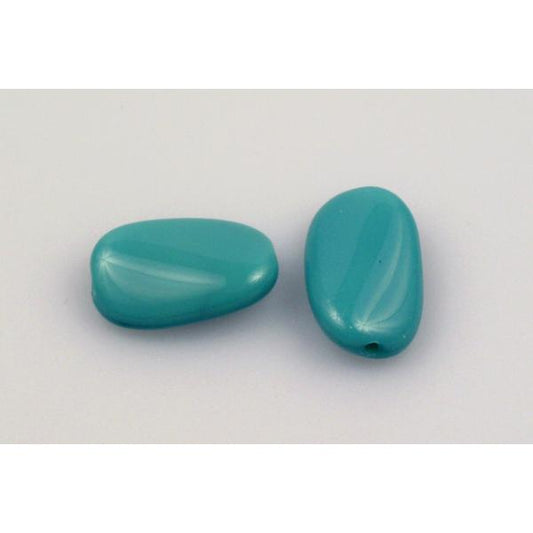 Pressed Beads 14 x 8 mm, Turquoise (63130), Bohemia Crystal Glass, Czechia 11130027