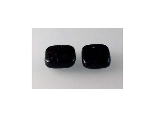 Pressed Beads Semi Square Black Glass Czech Republic