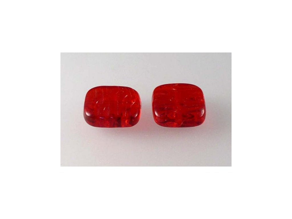 Pressed Beads Semi Square Ruby Red Glass Czech Republic