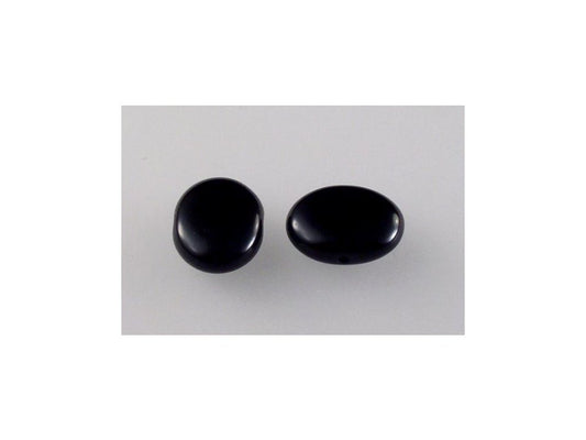 Pressed Beads Oval Black Glass Czech Republic