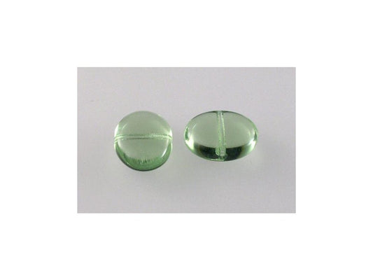 Pressed Beads Oval Transparent Green Glass Czech Republic