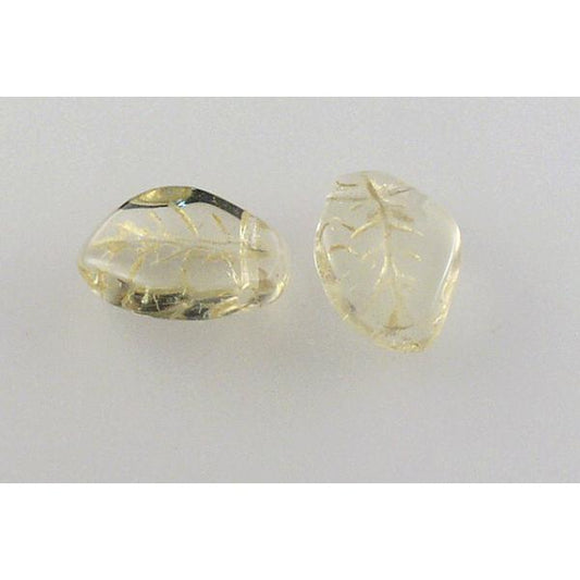 Wavy Leaf Beads 9 x 14 mm, 10000 Gold Lined (10000-54202), Bohemia Crystal Glass, Czechia 11130078