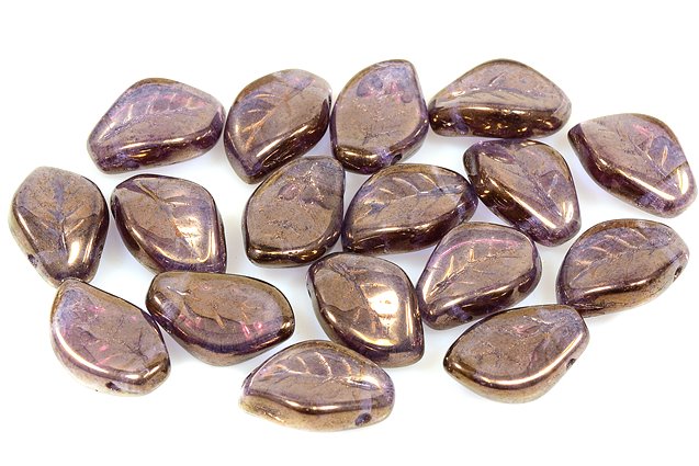 Wavy Leaf Beads 9 x 14 mm, Transparent Light Amethyst Bronze (20020-14415), Bohemia Crystal Glass, Czechia 11130078