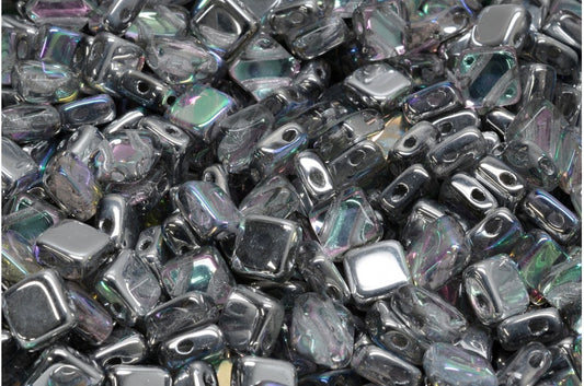 フラットシルキービーズ - 2穴、クリスタル 98530 (00030-98530)、ガラス、チェコ共和国