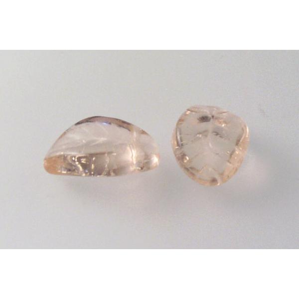 Wavy Leaf Beads 9 x 14 mm, Transparent Pink (70110), Bohemia Crystal Glass, Czechia 11130078