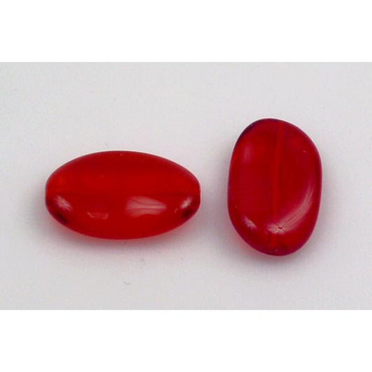Pressed Beads Oval 22 x 14 mm, Ruby Red (90080), Bohemia Crystal Glass, Czechia 11130106