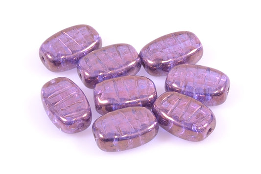Pressed Beads Rectangle with Stripes 14 x 9 mm, Crystal Purple (30-15726), Bohemia Crystal Glass, Czechia 11130123