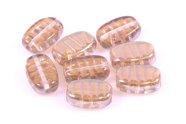 Pressed Beads Rectangle with Stripes 14 x 9 mm, Crystal 22501 (30-22501), Bohemia Crystal Glass, Czechia 11130123