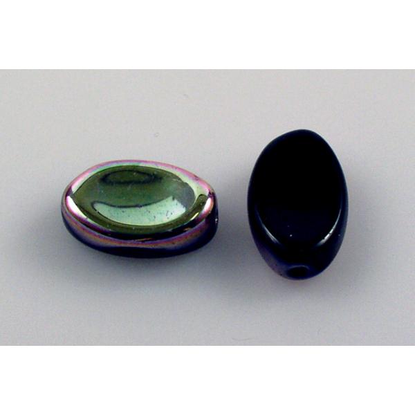 Pressed Beads Flat Oval 17 x 11 mm, Black 28009 (23980-28009), Bohemia Crystal Glass, Czechia 11130134
