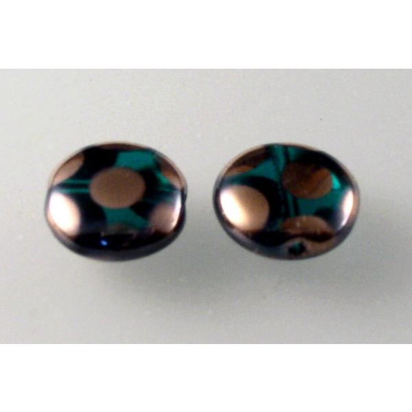 Lentil Beads Flat Round 10 mm, Transparent Green Emerald 27107 (50730-27107), Bohemia Crystal Glass, Czechia 11130138