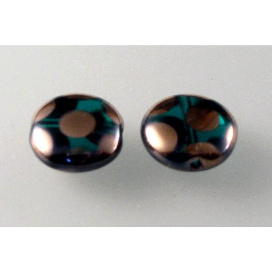 Lentil Beads Flat Round 10 mm, Transparent Green Emerald 27107 (50730-27107), Bohemia Crystal Glass, Czechia 11130138