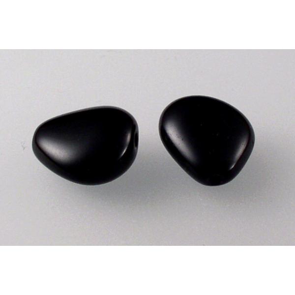 Pressed Beads Heart 12 x 11 mm, Black (23980), Bohemia Crystal Glass, Czechia 11130156
