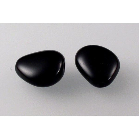 Pressed Beads Heart 12 x 11 mm, Black (23980), Bohemia Crystal Glass, Czechia 11130156
