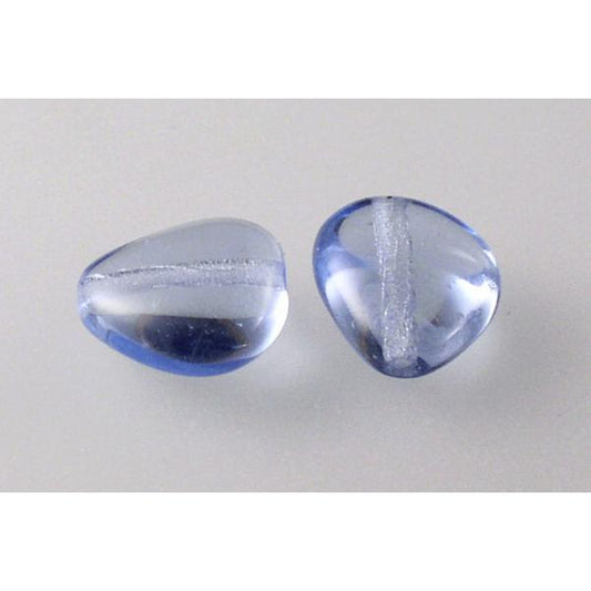 Pressed Beads Heart 12 x 11 mm, Transparent Blue (30010), Bohemia Crystal Glass, Czechia 11130156