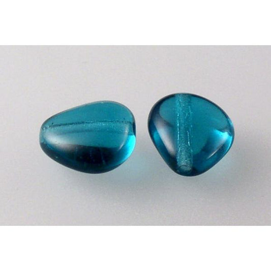 Pressed Beads Heart 12 x 11 mm, Transparent Aqua (60220), Bohemia Crystal Glass, Czechia 11130156
