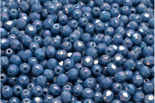 ファセット加工ビーズラウンド、ターコイズブルーネビュラ（63030-15001）、ボヘミアクリスタルガラス、チェコ共和国