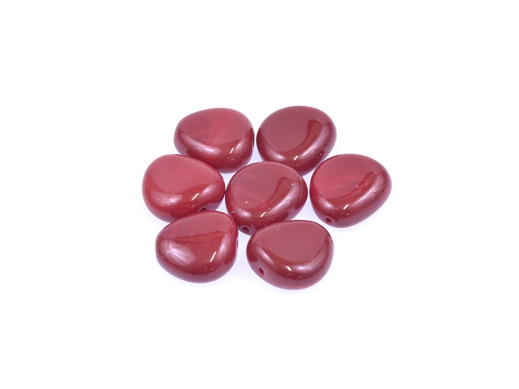 Pressed Beads Heart Opaque Red Glass Czech Republic