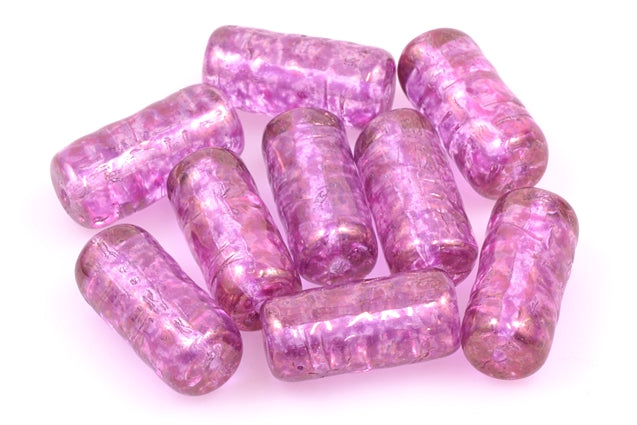 Pressed Beads Tube 17 x 8 mm, Crystal Marble Violet (30-15423), Bohemia Crystal Glass, Czechia 11130175