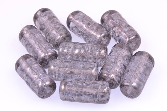 Pressed Beads Tube 17 x 8 mm, Crystal Marble Gray (30-15427), Bohemia Crystal Glass, Czechia 11130175