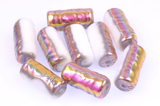 Pressed Beads Tube 17 x 8 mm, Chalk White 28009 (3000-28009), Bohemia Crystal Glass, Czechia 11130175