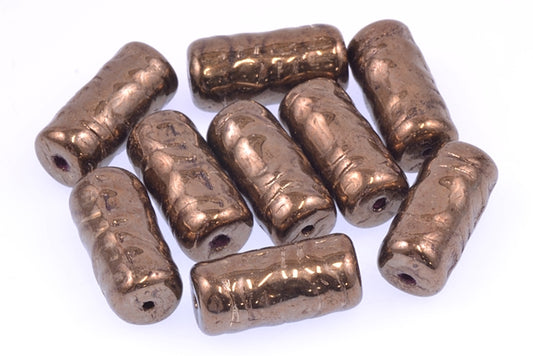Pressed Beads Tube 17 x 8 mm, Black Luster Gold (23980-14485), Bohemia Crystal Glass, Czechia 11130175