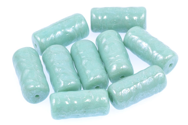 Pressed Beads Tube 17 x 8 mm, Opaque Green Hematite (53120-14400), Bohemia Crystal Glass, Czechia 11130175