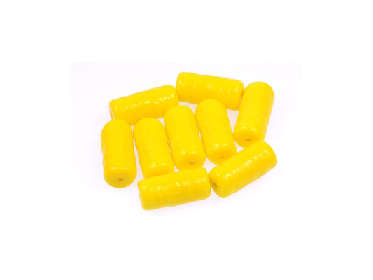 Pressed Beads Tube Yellow Glass Czech Republic