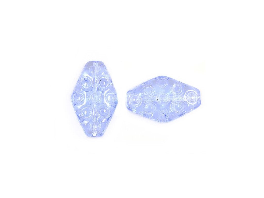 Pressed Beads Ornamental Rhombus Transparent Blue Glass Czech Republic