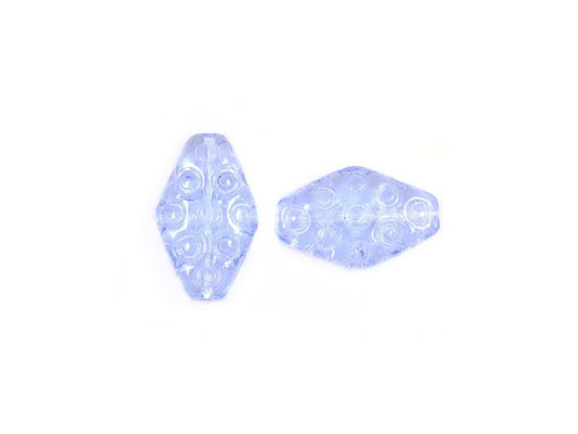 Pressed Beads Ornamental Rhombus Transparent Blue Glass Czech Republic