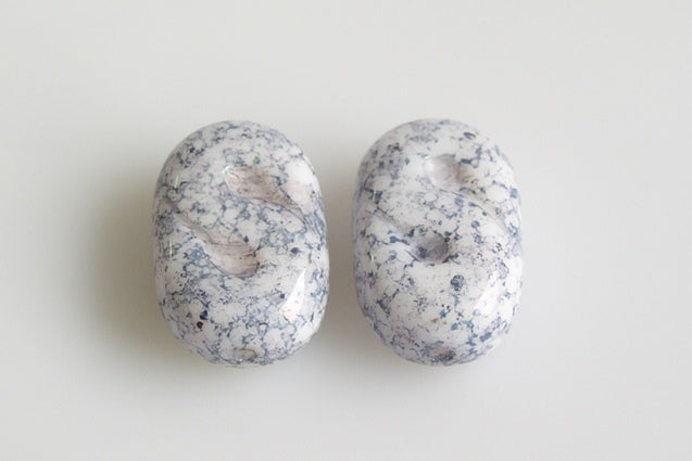 Pressed Beads 17 x 11 mm, Chalk White Terracotta Blue (3000-15464), Bohemia Crystal Glass, Czechia 11130198