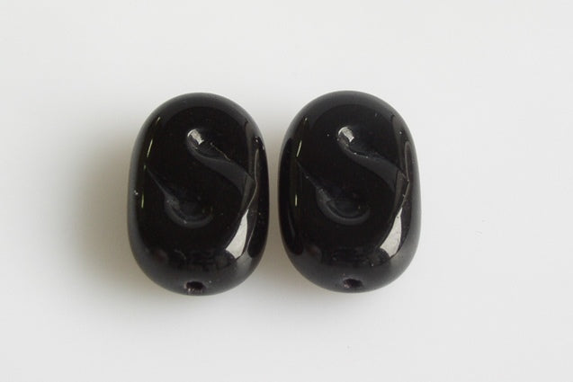 Pressed Beads 17 x 11 mm, Black (23980), Bohemia Crystal Glass, Czechia 11130198