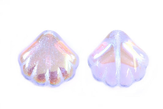 Pressed Beads Shell 14 x 14 mm, Transparent Light Amethyst Ab (20210-28701), Bohemia Crystal Glass, Czechia 11130272