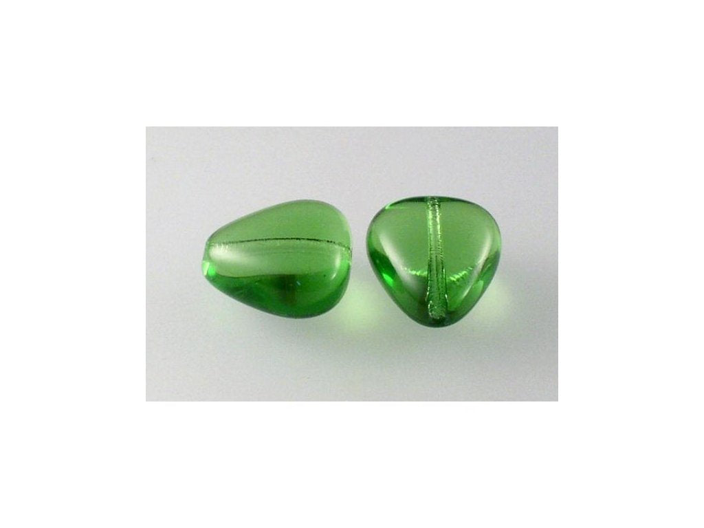 Pressed Beads Transparent Green Glass Czech Republic