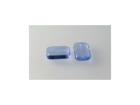 Pressed Beads Rectangle Transparent Blue Glass Czech Republic