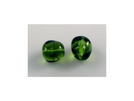 Pressed Beads Transparent Green Glass Czech Republic