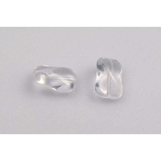 Pressed Beads Twisted Rectangle 15 x 10 mm, Crystal (30), Bohemia Crystal Glass, Czechia 11130370