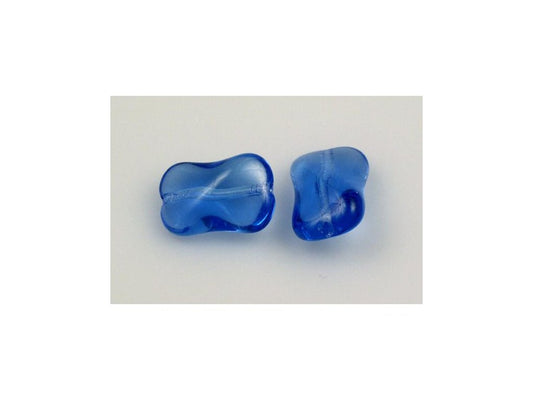 Pressed Beads Transparent Blue Glass Czech Republic