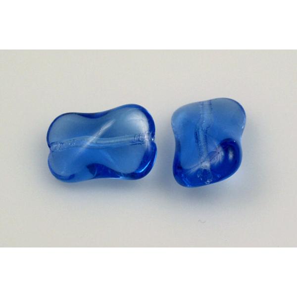 Pressed Beads Twisted Rectangle 15 x 10 mm, Transparent Blue (30040), Bohemia Crystal Glass, Czechia 11130370