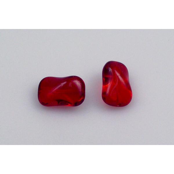 Pressed Beads Twisted Rectangle 15 x 10 mm, Ruby Red (90080), Bohemia Crystal Glass, Czechia 11130370