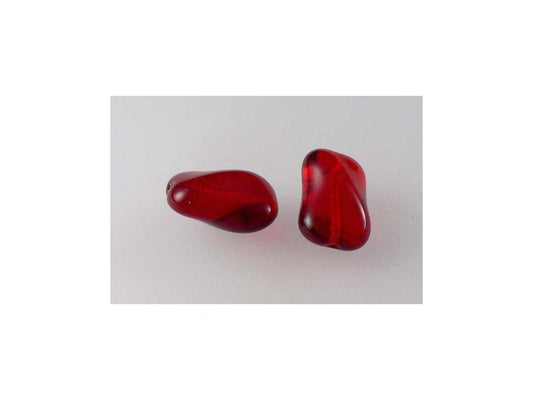 Pressed Beads Transparent Red Glass Czech Republic