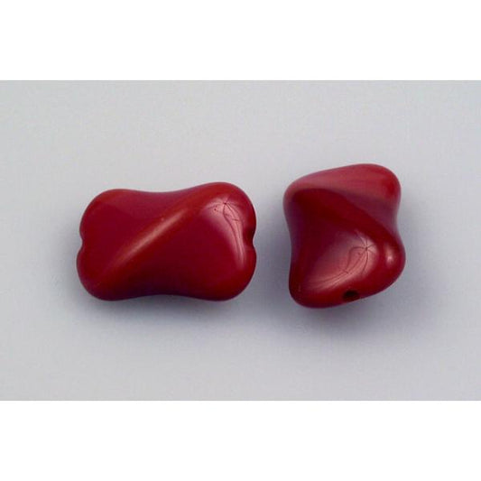 Pressed Beads Twisted Rectangle 15 x 10 mm, Red (93400), Bohemia Crystal Glass, Czechia 11130370